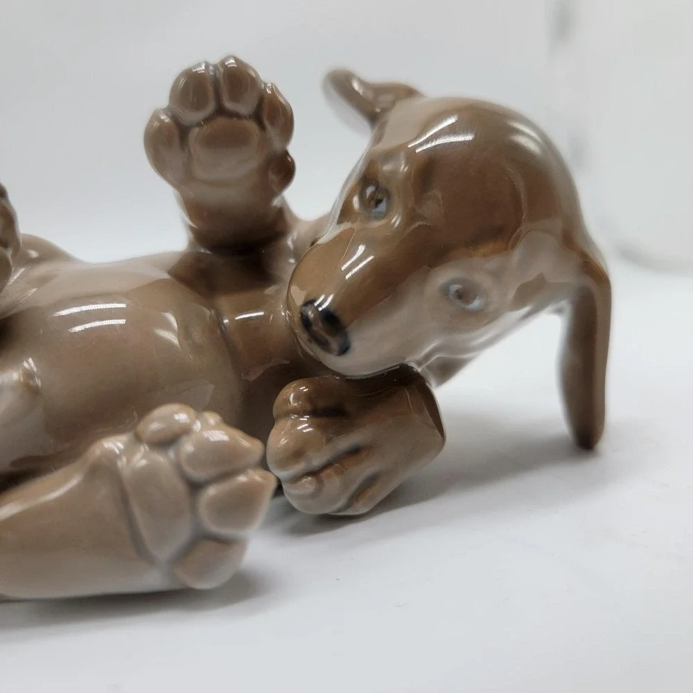 Royal Copenhagen 1407 / 1408 Dachshund Puppy Dogs Figurines Set Porcelain No Box
